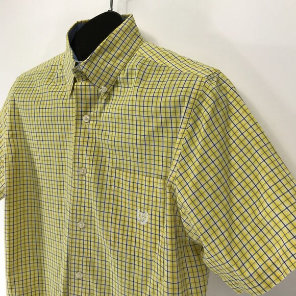 Chaps Easy Care Button Down Shirt Men's Medium Plaid Short Sleeve Woven Casual - Picture 3 of 12
